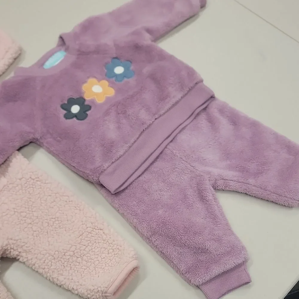 Carter's Baby Girl Pink Purple Floral Footie Outfit Set